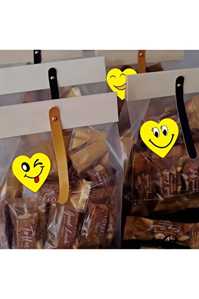 hdcw 500 ADET 2,5 cm SEVİMLİ KALP FİGÜRLERİ TASARIMLI YAPIŞKANLI RULO STICKER ETİKET HEDİYE PAKETLEME