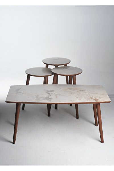 AYGE Mola Serisi Orta Sehpa ve Madrid 3'lü Zigon Sehpa Seti %100 MDF