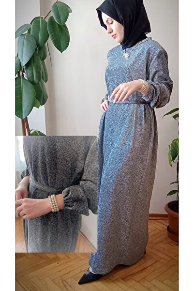 Butik Simli şık elbise standart beden38-46 uyumludur rengi simli gri