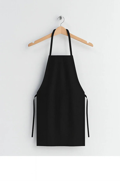 BUTİK1AVM مريلة طهي سوداء من قماش الغبردين للمطبخ، مريلة الشيف الرئيسي
