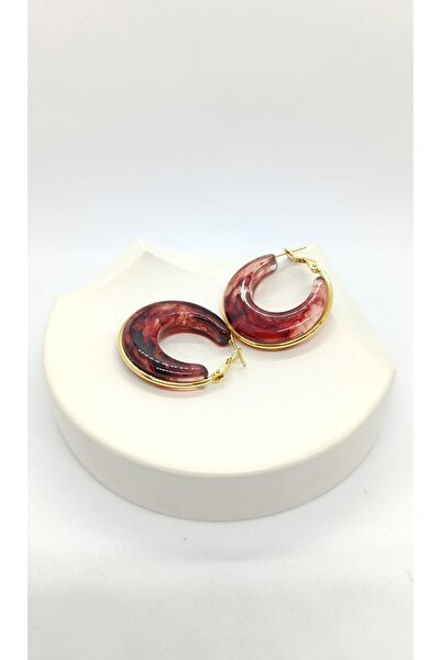 ndjewelry حلقة سكارليت - أقراط دائرية حمراء