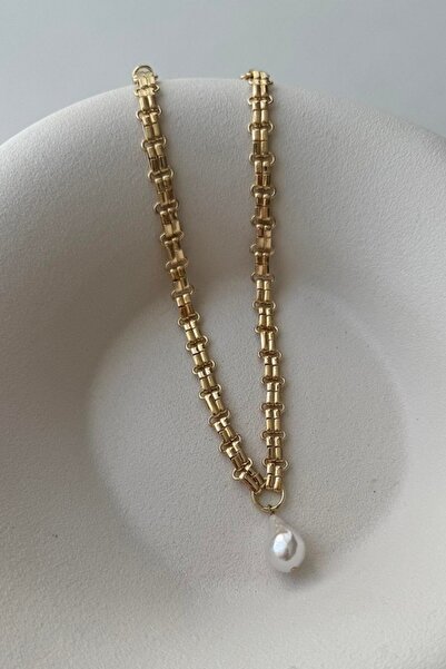 ndjewelry قلادة اللؤلؤة الذهبية - قلادة اللؤلؤة الذهبية المتدلية