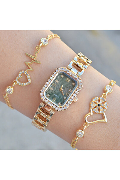 istanbul form Gold Metal Kordon Kadın Saat Kombini 3596