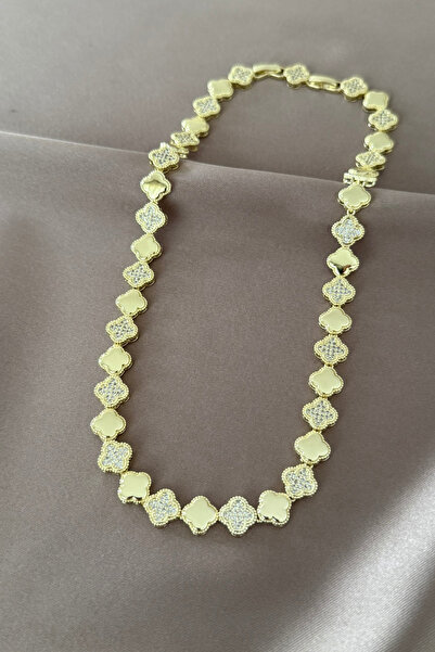 laria jewelry Taşlı Yonca Detaylı Kolye