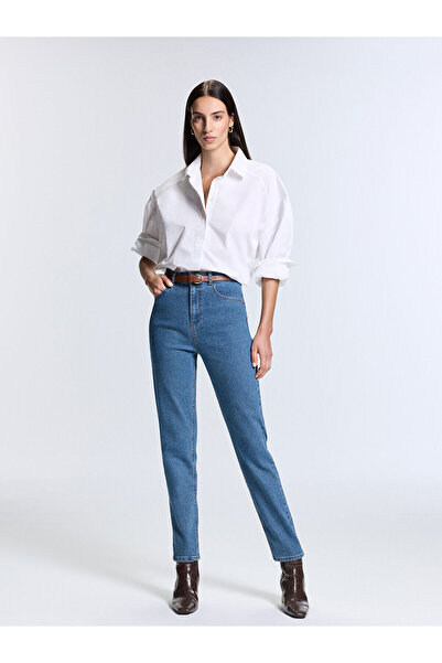 LC Waikiki Pantaloni de damă din denim Özmarka, sezon nou, cu centură în tali...