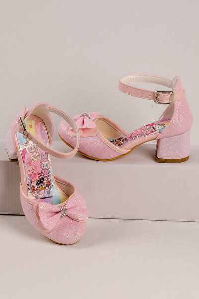 NeSe Shoes Girls' Labubu Printed Heeled Shoes, Girls' Evening Dress Shoes