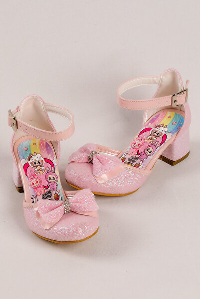 NeSe Shoes Girls' Labubu Printed Heeled Shoes, Girls' Evening Dress Shoes