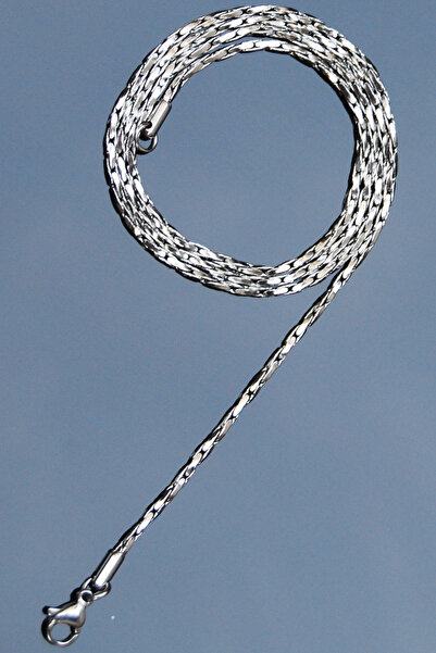 Rua Jewelry قلادة إيطالية من الفولاذ على شكل حلزوني ملتوي 2 مم لون فضي |   مق...