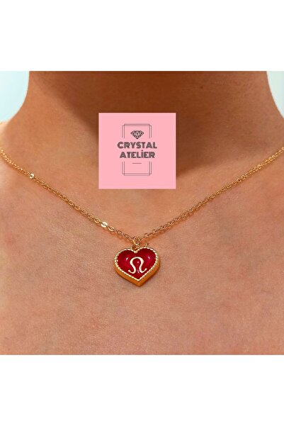 Crystal Atelier Aslan Burcu Kadın Kolye - Altın Kaplama Aslan Burcu Sembol Kolye - Zodyak Koleksiyonu Burç Kolye