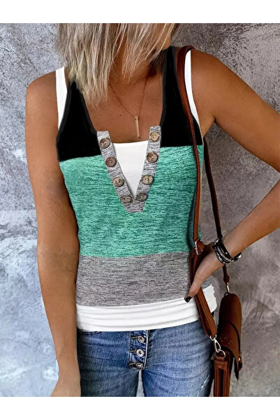 ARONA Mdb Women's V-Neck Front Buttoned Viscose Blouse