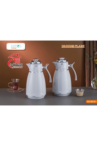 royal_camel طقم ترامس شاي وقهوة 1+1 لتر فضي