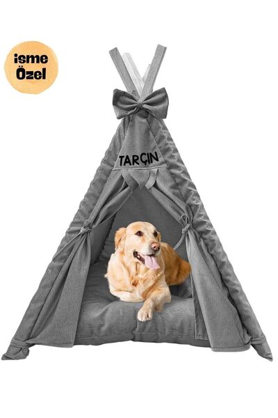 AboutThePerfect Yıkanabilir Gri Köpek Çadırı 110x110 cm, büyük ırk için konforlu ve şık tasarım