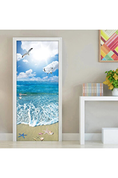 MaffStuff Autocolant decorativ ușă 3D Peisaj marin, PVC autoadeziv 78x200 cm 🌊🏖️