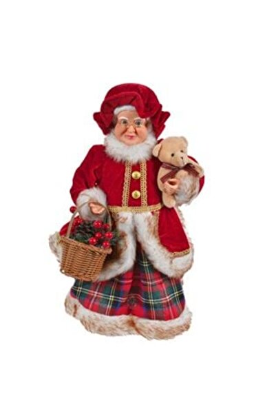 UnderShop Figurină realistă de Crăciun - Doamna Crăciun cu coș 48 cm