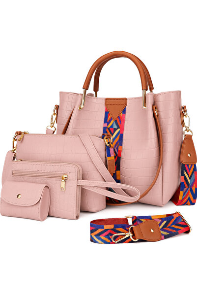 Generic Women’s PU Leather Handbag Set – Designer Tote Satchel Shoulder Bag with 3 Pouches