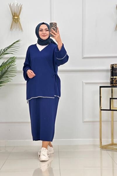 Enans Design طقم تونيك وتنورة ثنائي K بأزرار على الجهتين ميموزا