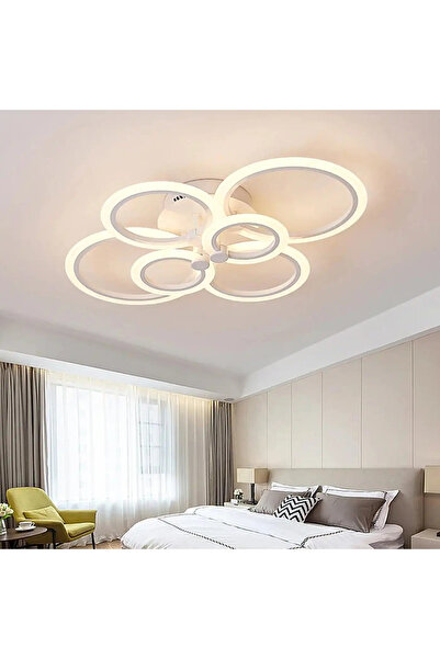 LED CONCEPT Smart LED chandelier with remote control and three types of light, round, 132W, dimmable, 60x60x10cm