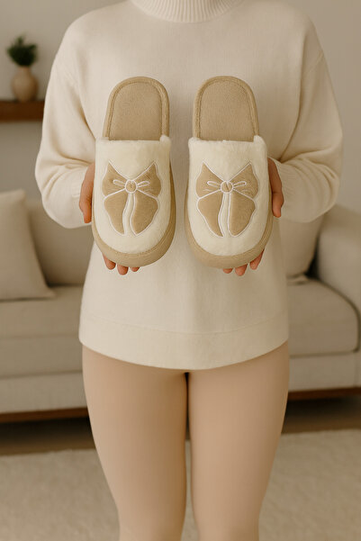 STOCON Women's Bow Embroidered House Slippers No Sound Sole Dowry Gift Bundle Slippers Stc1179