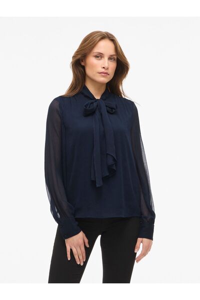 VILA Oberteil mit langen Ärmeln VIFALIA Tie Neck