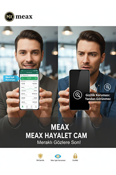 meax واقي شاشة من الزجاج الشبح مع فلتر الخصوصية