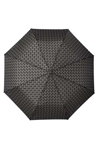 OEM Folding Manual Black Taupe Rain Umbrella with Linear Pattern 24.5 cm