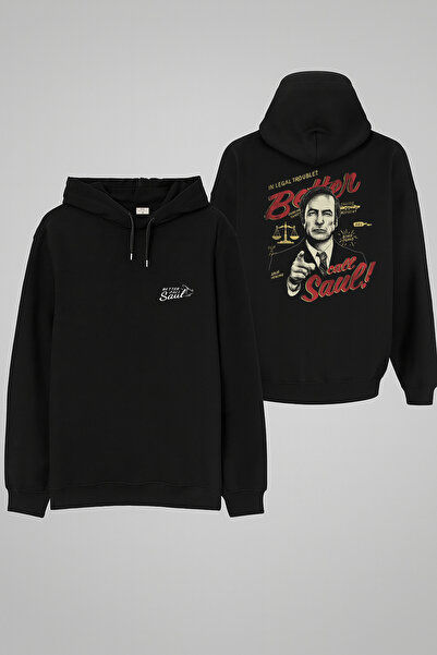 MODA Hanorac negru pentru adulți Better Call Saul cu imprimeu cu glugă Swea t...