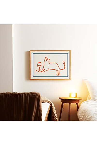 ARTHOUSECOLLECTIVE Wine & Whiskers – Poster cu desen minimalist cu vin și pis...