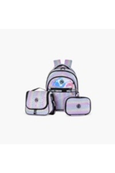 zmzm Printed School Bag with Lunch Bag and Pencil Case - Easy Kids - Good Vib...