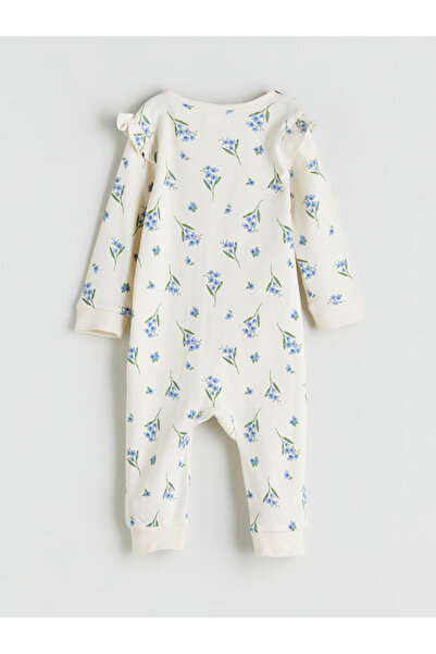 LC Waikiki Ecru Printed Baby Girl Jumpsuit
