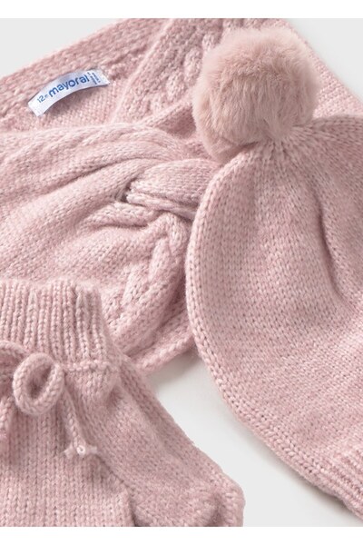MAYORAL Baby Girl Children's Beanie Set, Scarf and Gloves Knitted Gray