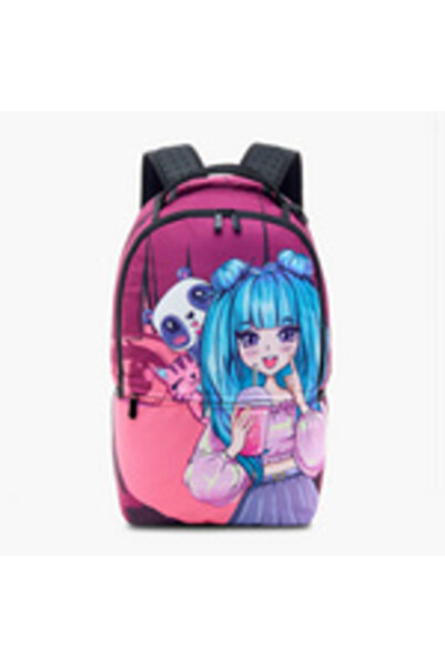 Juniors Adjustable Straps Graphic Print Backpack by - 17 Inches