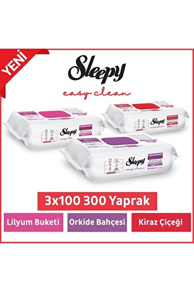 Sleepy Easy Clean Lilyum+ Orchid+ Cherry Blossom Surface Cleaning Towel & Wipe 3X100 (300 Sheets)