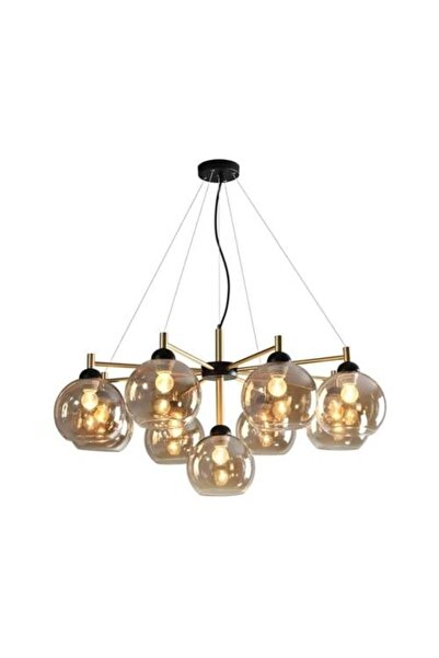 BAB ثريا LED حديثة باللونين الأسود والذهبي مع تسعة مصابيح كروية