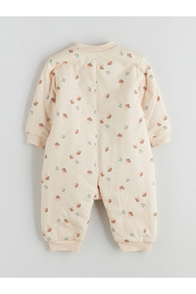 LC Waikiki Beige 2.5 Tog Crew Neck Long Sleeve Baby Girl Jumpsuit