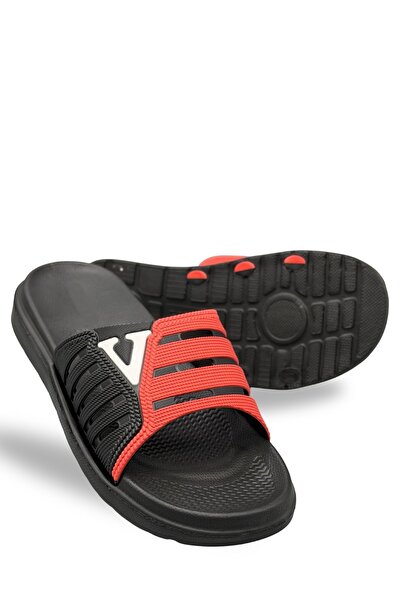 Moda Anna Lightweight Poly Men's Slippers V Model Pool Slippers 14198 Black Red