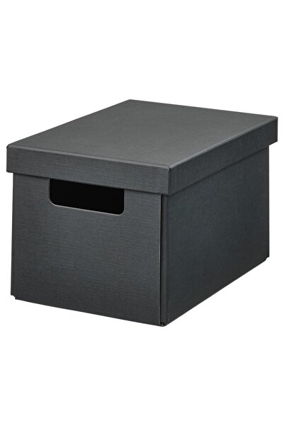 IKEA FJÄDERHARV Storage box with lid, anthracite, 18 x 25 x 16 cm