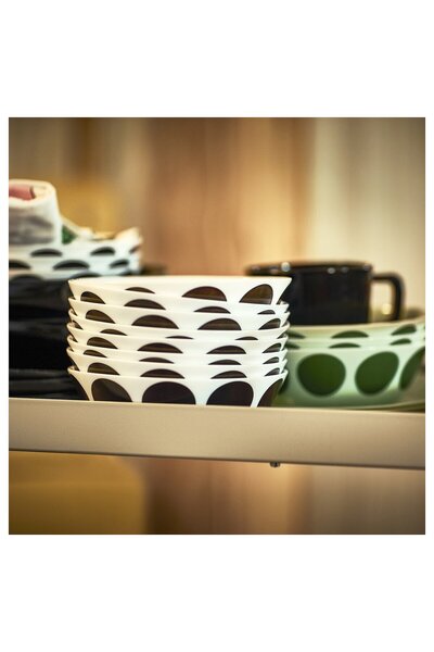 IKEA OFTAST Bowl, white black/dot pattern, 15 cm