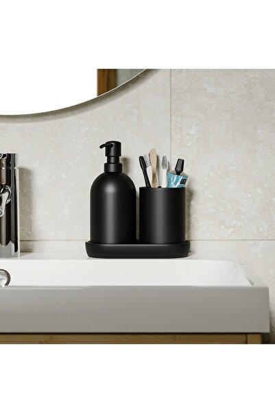 IKEA GANSJÖN 3-piece bathroom set, black