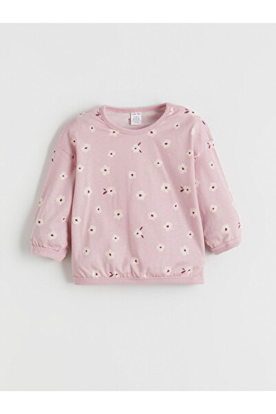 LC Waikiki Pink Crew Neck Floral Baby Girl Pajama Set