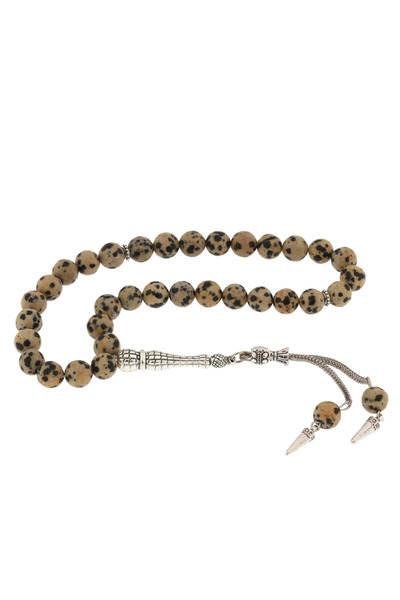 norsary مسبحة معدنية من الحجر الطبيعي مزينة بشراشيب من حجر جاسبر الدلماسي