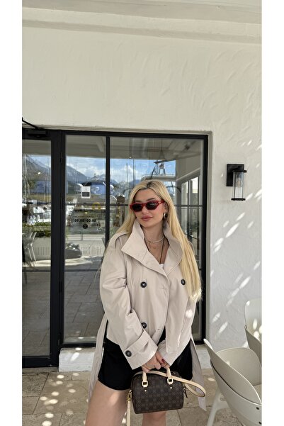 GLAM Dik Yaka Kısa Trençkot Ceket