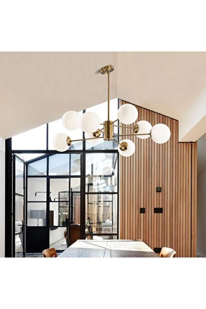 Almiftah KCO Lighting 8-Light Glass Sputnik Chandelier Light Modern Gold Chandeliers Pendant Light Fixture