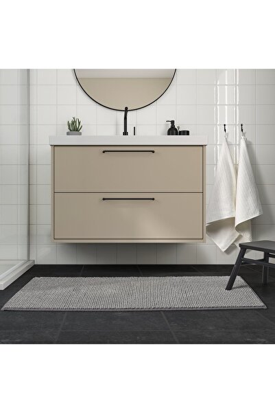 IKEA TOFTBO Bath mat, grey-white mélange, 60 x 120 cm