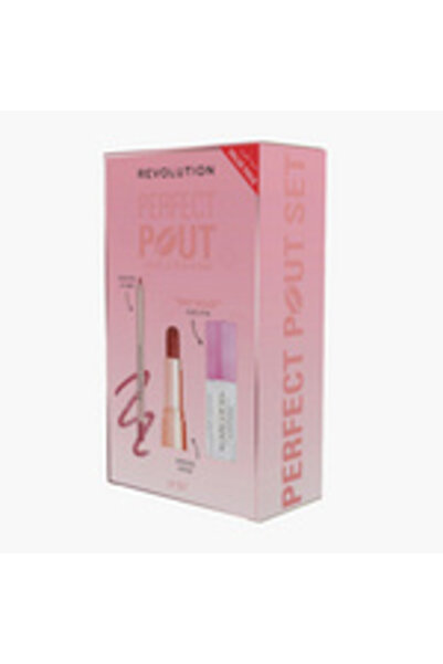 MAKEUP REVOLUTION مجموعة الشفاه المثالية مع زيت الشفاه وقلم تحديد الشفاه من