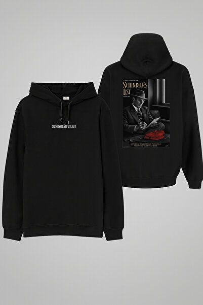 MODA Hanorac negru pentru adulți Schindler's List cu imprimeu cu glugă Swea t...