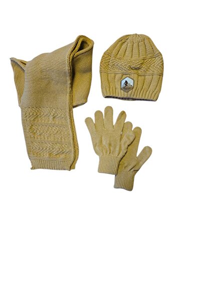Kitti 9-15 Years Old Boy Scarf Beret Glove 3 Piece Set