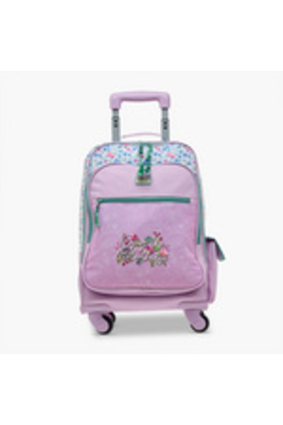 Roll Road حقيبة عربة للبنات من عمر 8 إلى 13 عامًا بمقبض قابل للسحب وتصميم زهو...