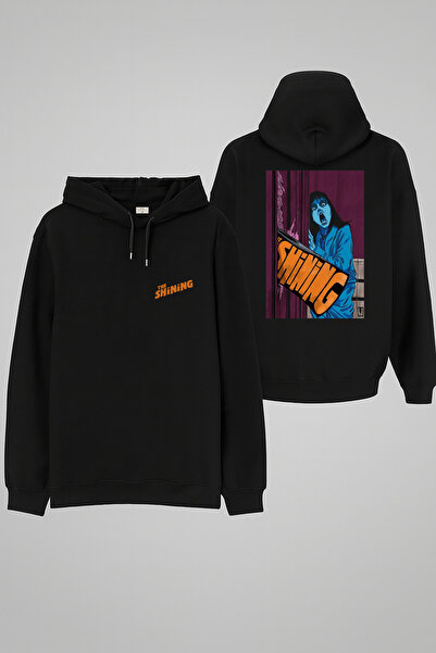 MODA Hanorac negru pentru adulți The Shining Cinnet cu imprimeu cu glugă Swea...