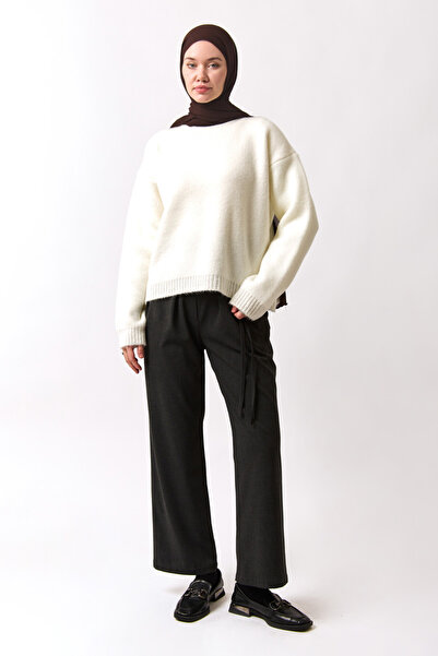 ZÜLAYS Biyeli Oversize Kazak Beyaz