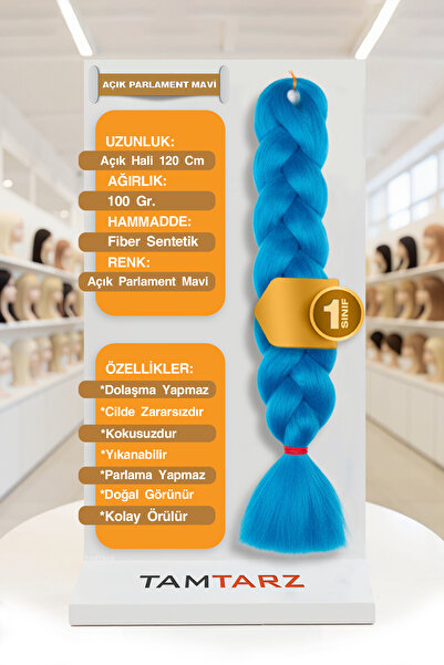 TAM TARZ Păr sintetic din fibre pentru împletitură africană rasta și box braid - albastru deschis parlamentar